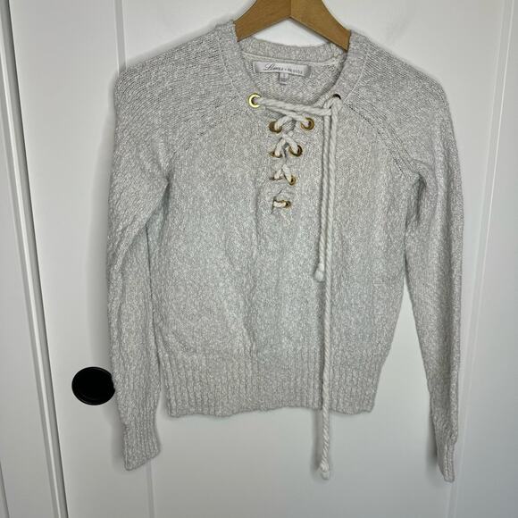 Revolve Lovers + Friends Yacht Grey Rope Lace Up Cotton Sweater Size Small - Picture 2 of 7